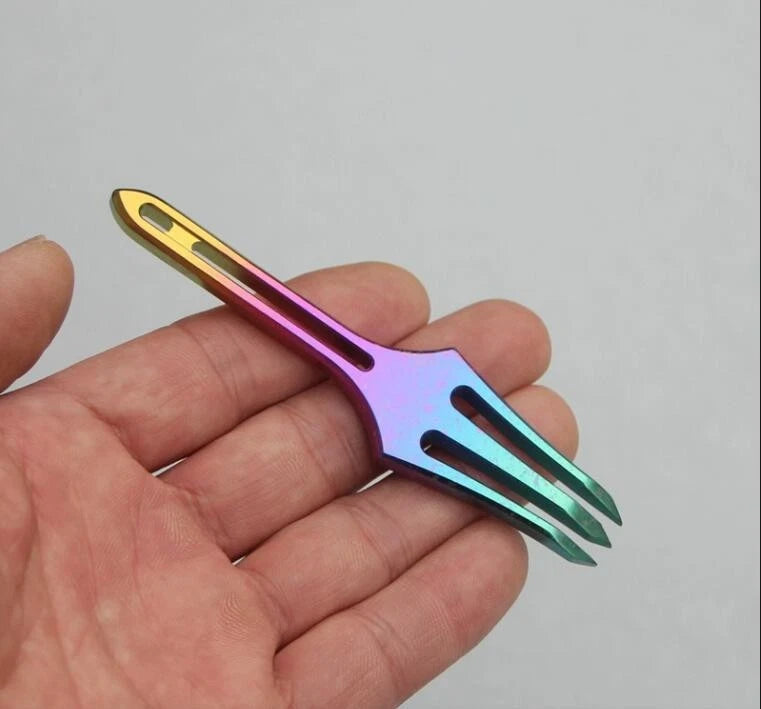 Titanium Alloy Fork Small Harpoon Crowbar Pry Bar keychain EDC Tool Pendant Gift 07FC0E-D4 - KOEEK