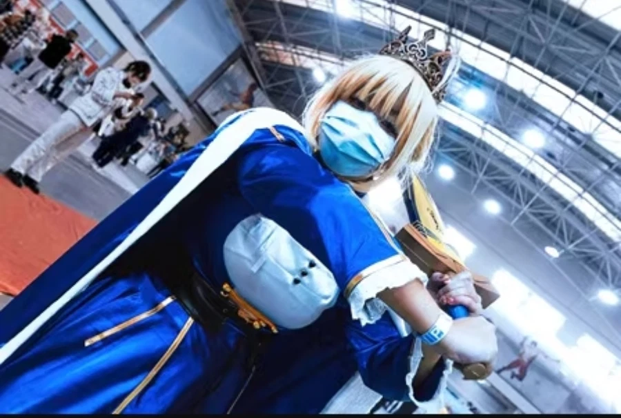 Fate/stay Night Altria Pendragon Cosplay Saber Combat Anime Full Outfit Cloak 07FC0E-D4 - KOEEK