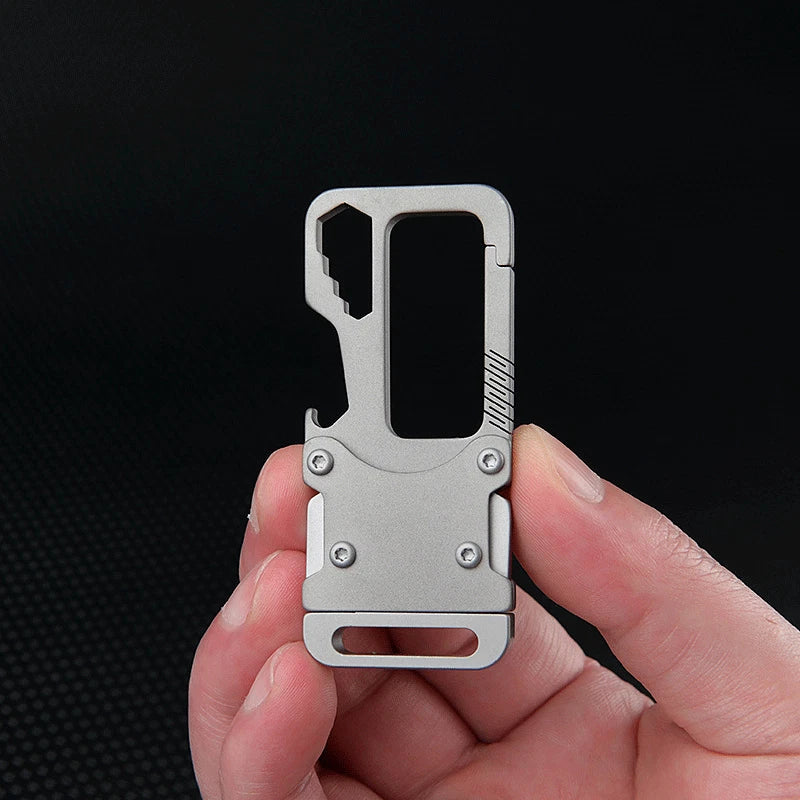 Titanium Alloy Key Chain Carabiner Opener Wrench Cutter EDC Outdoor Multi Tools 07FC0E-D4 - KOEEK