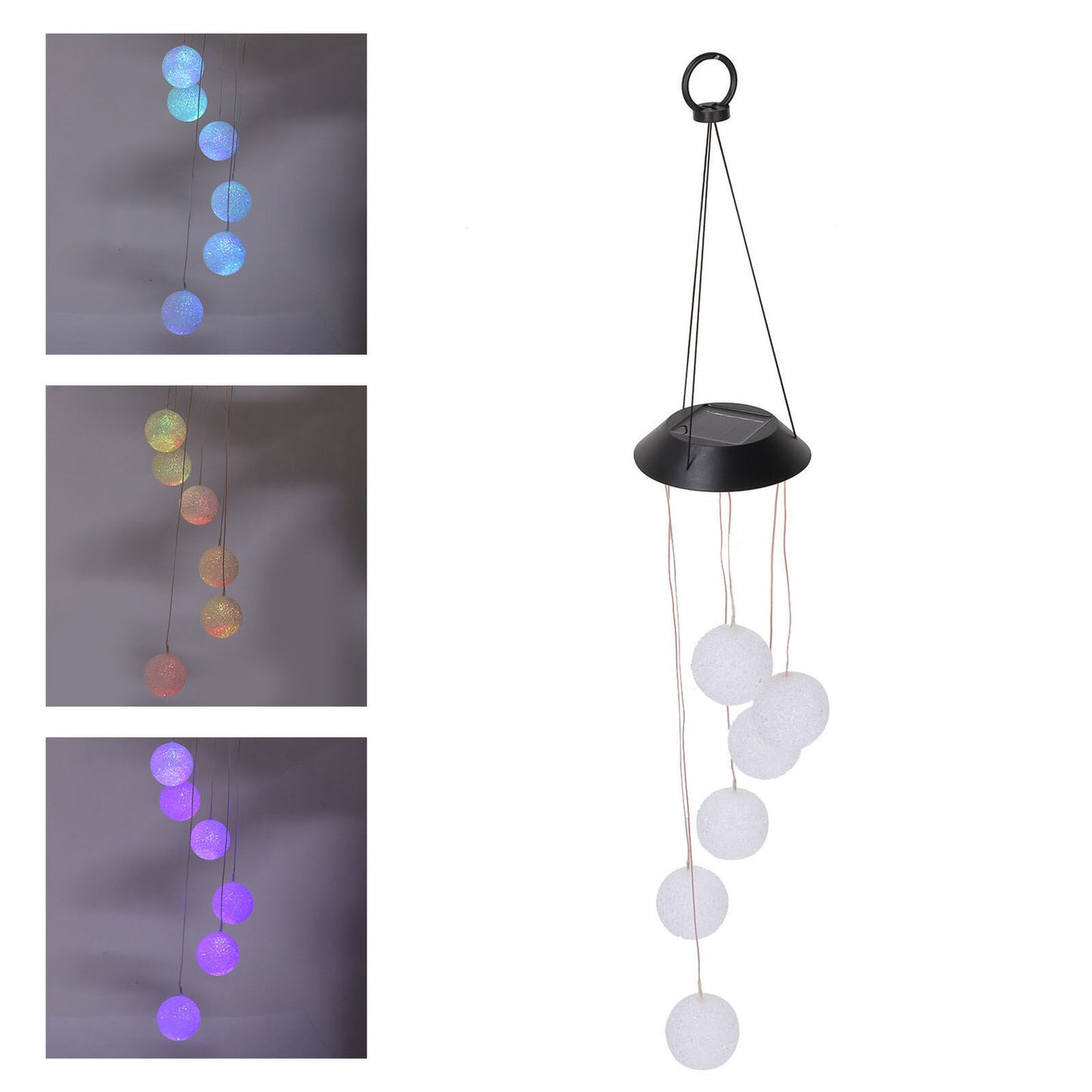 new Solar Crystal Ball Wind Chimes Light 100LM IP45 Waterproof Decorative Lamp For I koeek - KOEEK