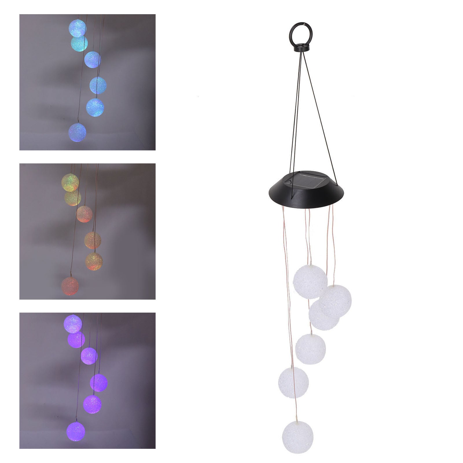 new Solar Crystal Ball Wind Chimes Light 100LM IP45 Waterproof Decorative Lamp For I koeek - KOEEK