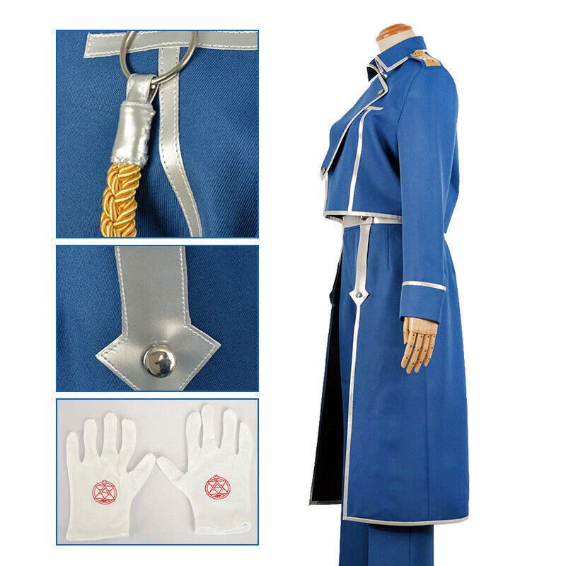 Fullmetal Alchemist Roy Mustang Cosplay Costume Army Uniform Anime Suit 07FC0E-D4 - KOEEK