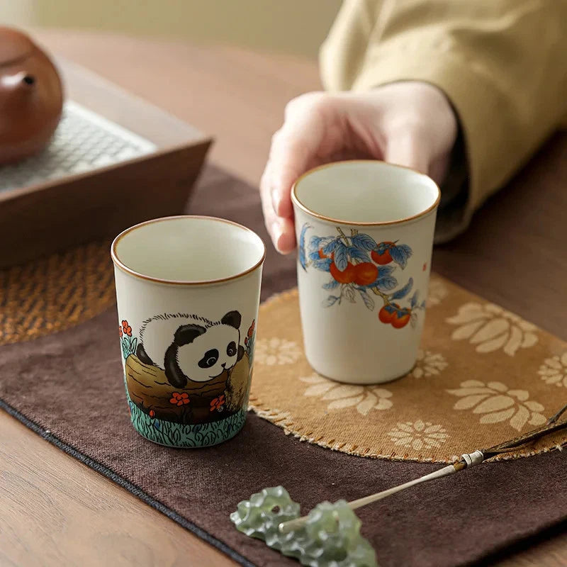 100ml Ceramic Ru Kiln Handpainted Cup Master Cup Tea Tasting Cup Kungfu Teaware 07FC0E-D4 - KOEEK