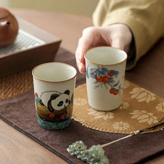 100ml Ceramic Ru Kiln Handpainted Cup Master Cup Tea Tasting Cup Kungfu Teaware 07FC0E-D4 - KOEEK