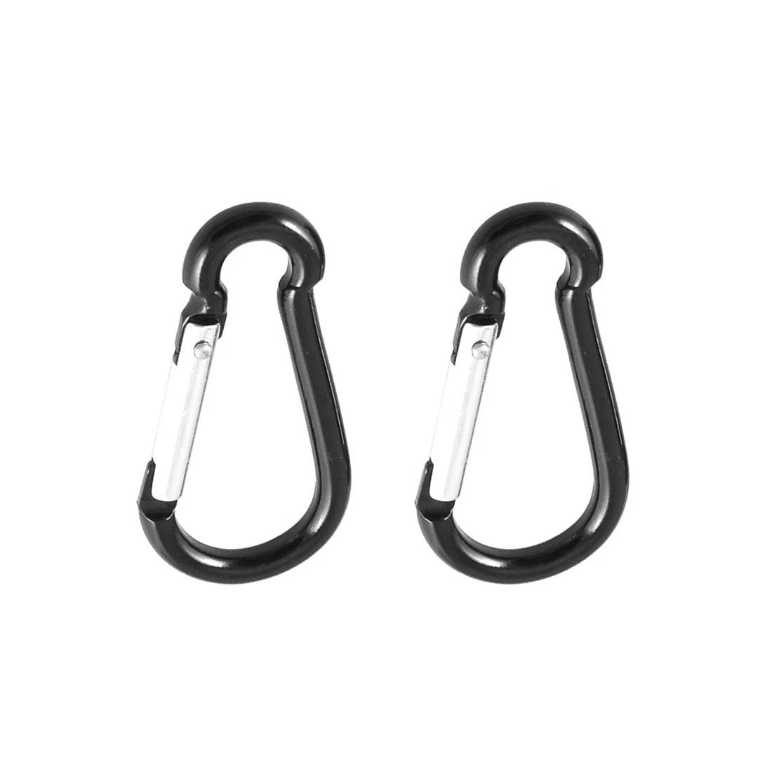 5 Pcs Black Silver Tone Aluminum Alloy Spring Gate Clip Carabiner Hook 07FC0E-D4 - KOEEK