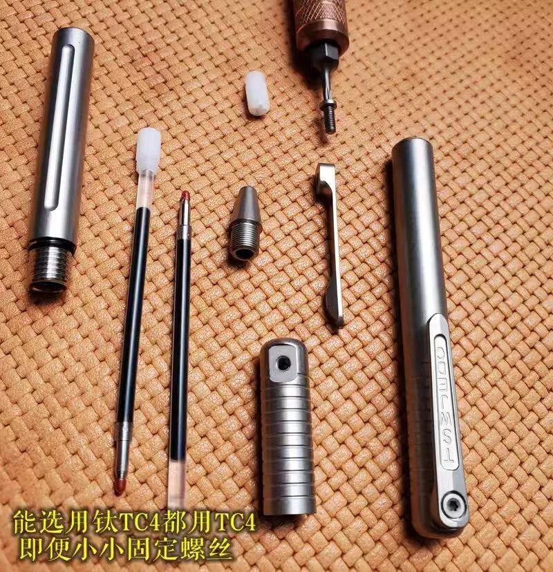 TC4 Titanium Portable Tactical Pen Pocket Ballpoint Pen Outdoor Travel EDC Pen 07FC0E-D4 - KOEEK