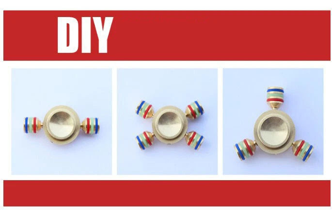 Brass Fidget 6 Point Hand Spinner Finger Gyro Toy EDC Focus Stress Reliever DIY 07FC0E-D4 - KOEEK