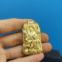 Brass Taoist Zhao Gongming Wealth God Pendant Tag Talisman Keychain Charm 07FC0E-D4 - KOEEK