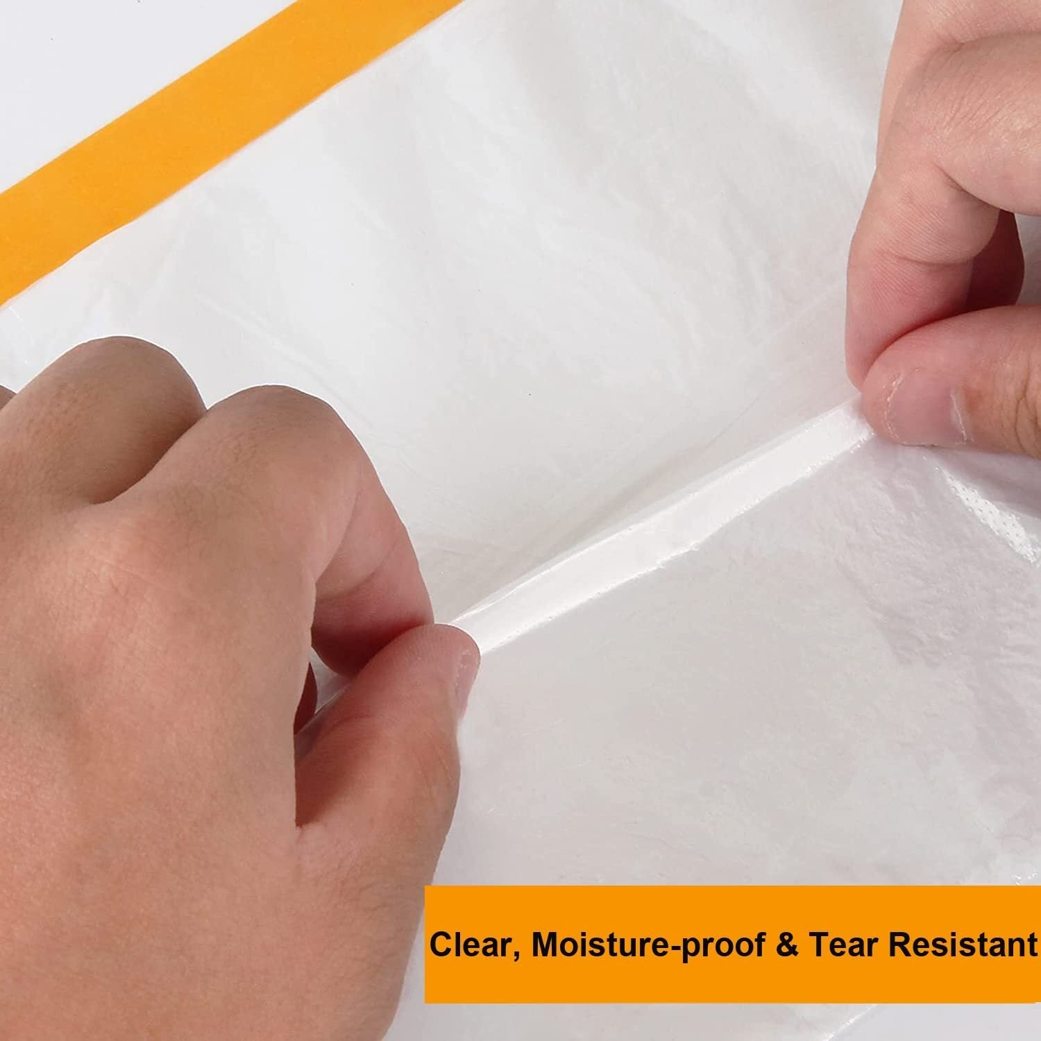 used MARNER 4 Rolls Clear Plastic Sheeting 4.9Ft X 65.5 Ft Pre-Taped Masking MARNER - KOEEK
