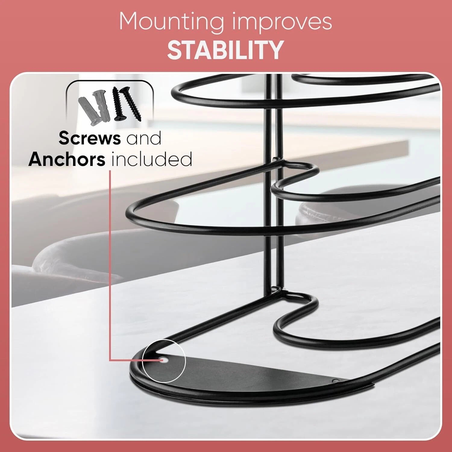 Heavy Duty Pot & Pan Organizer | 5 Tier Cookware & Lid Organizer | Black 07FC0E-D4 - KOEEK