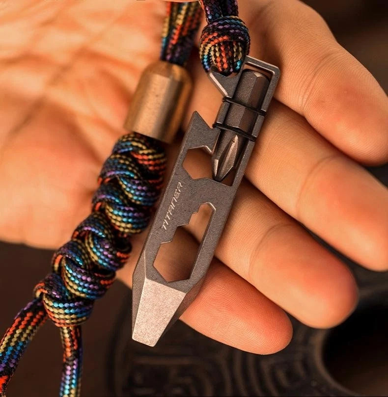 EDC Titanium Pry Bar Crowbar Bottle Opener Screwdriver Wrench Pocket Multi Tools 07FC0E-D4 - KOEEK