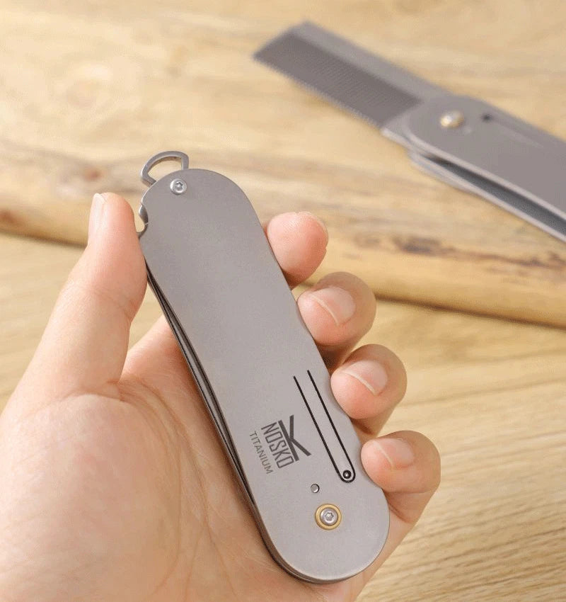 EDC Titanium Comb Folding for Beard Shaving Hair Style Pocket Carry Keychain Hot 07FC0E-D4 - KOEEK
