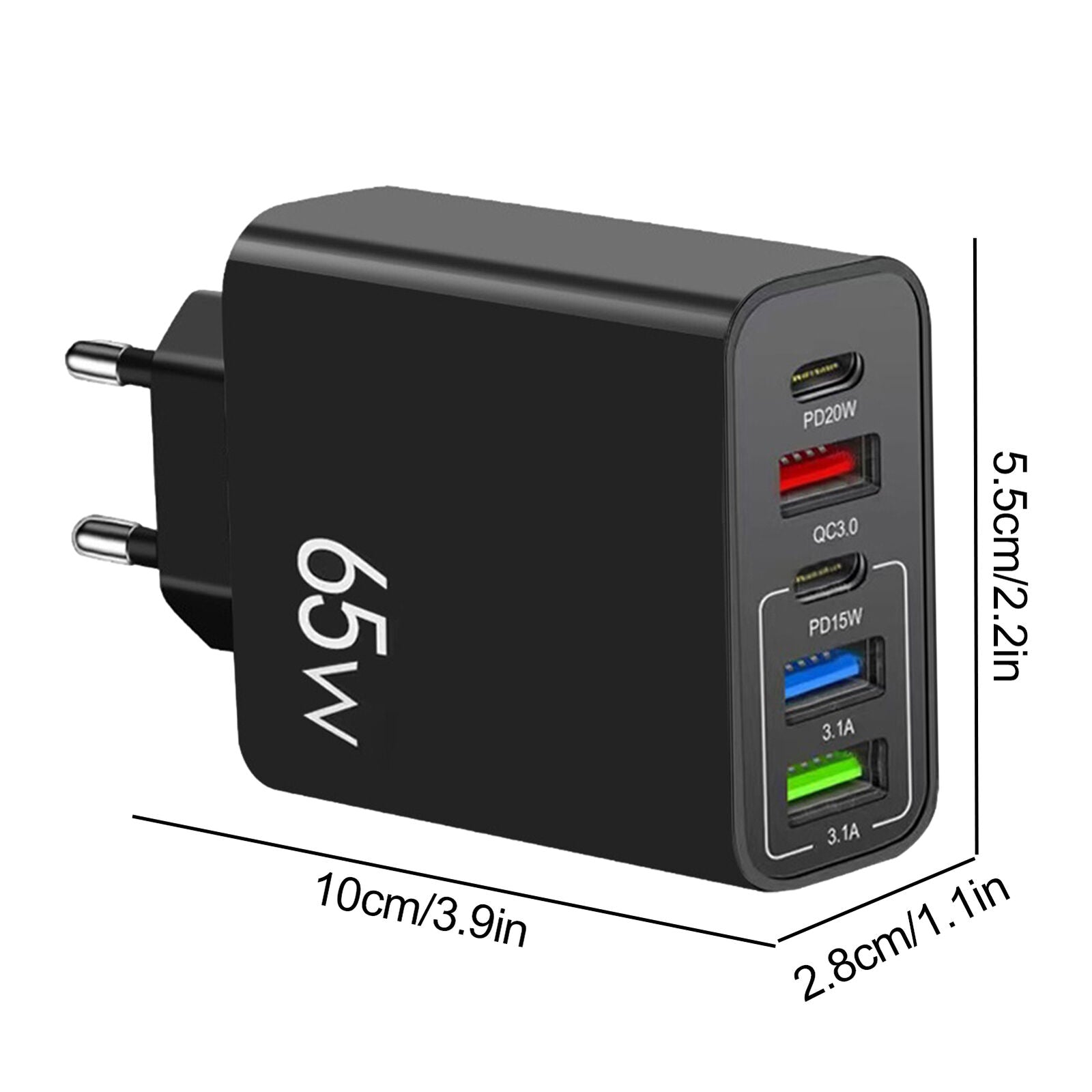 new 65W Charger Fast Charging Station 2type c PD+3USB Lightweight Portable Charger koeek - KOEEK