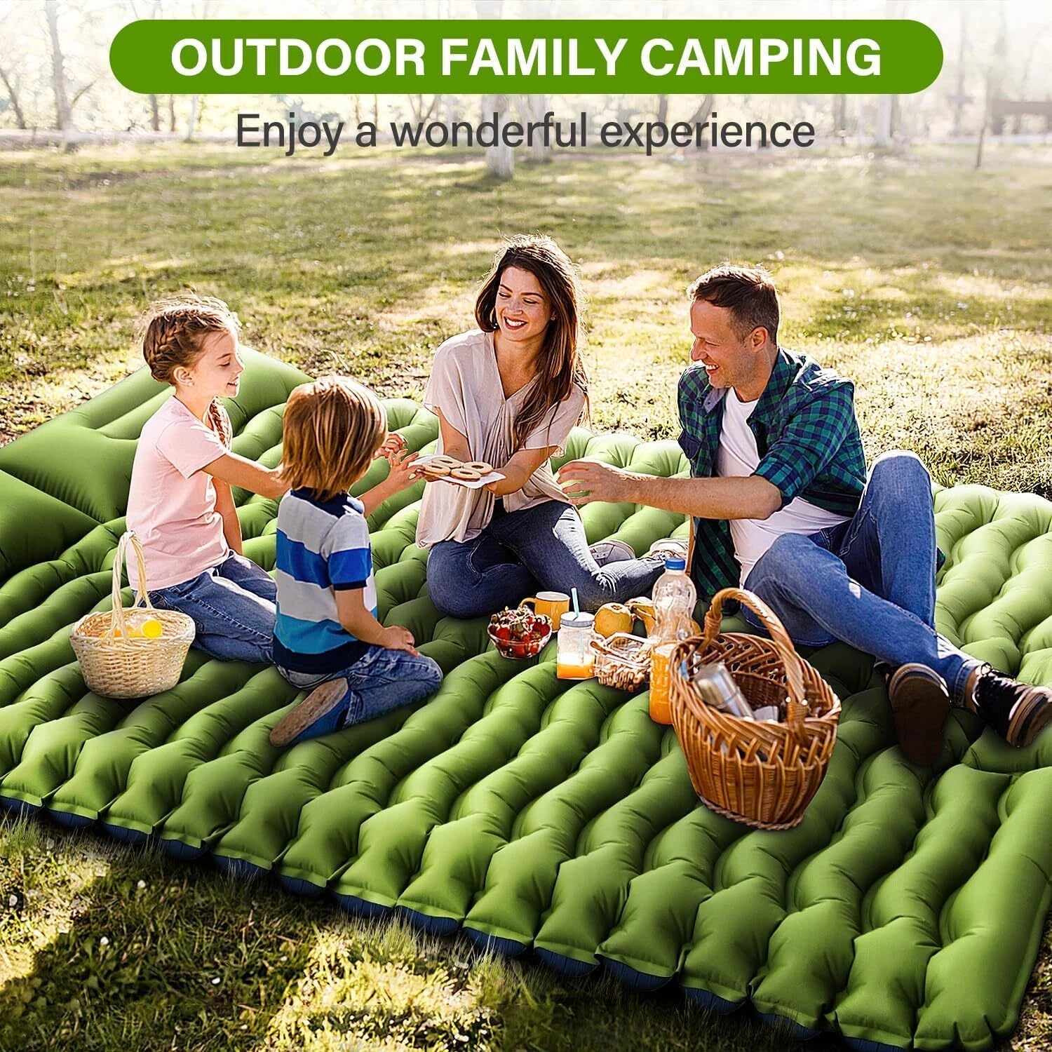 Double Sleeping Pad -Self Inflating Extra Thick Double Sleeping Pad with Pillow 07FC0E-D4 - KOEEK