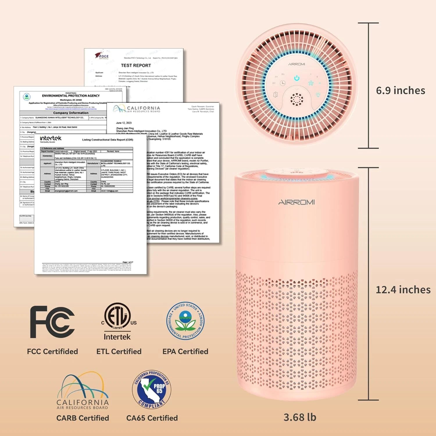 Bedroom Air Purifier with 3-in-1 Filter360° Omni-Directional Quiet Air Purifier 07FC0E-D4 - KOEEK