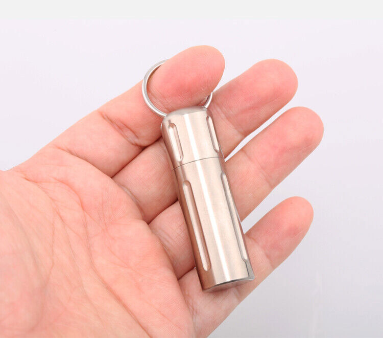 Waterproof canister pill Container Titanium EDC Emergency Key pendant Keychain 07FC0E-D4 - KOEEK