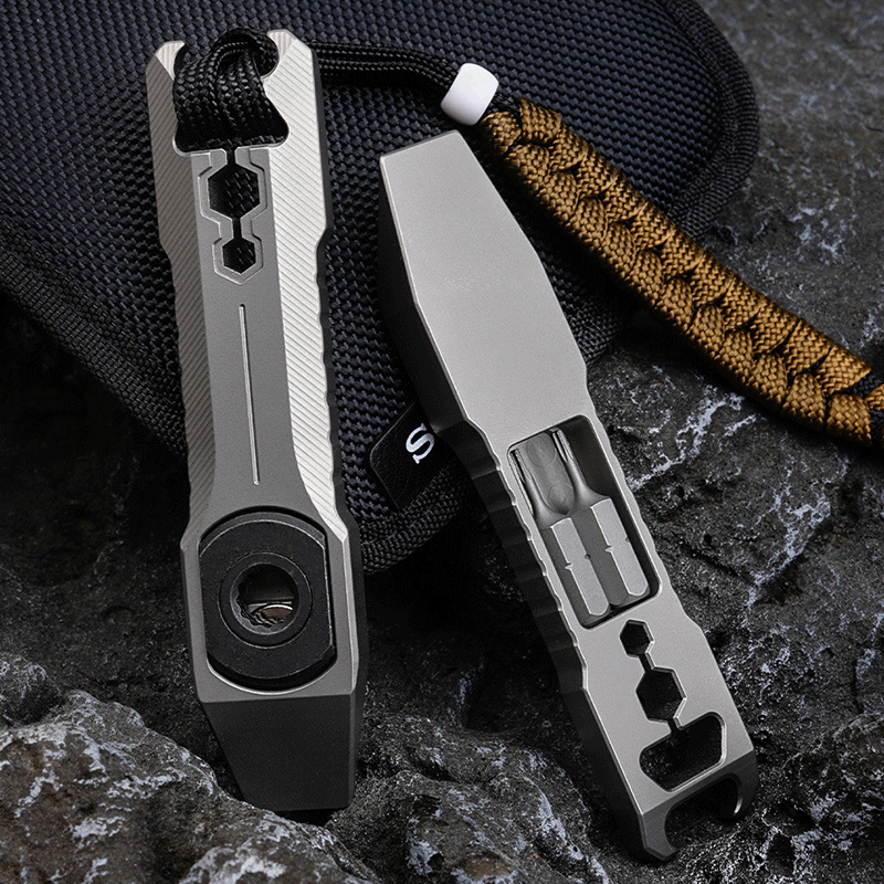 EDC Titanium Alloy Keychain Pocket Pry Bar Crowbar Opener Outdoor Multi Tools 07FC0E-D4 - KOEEK