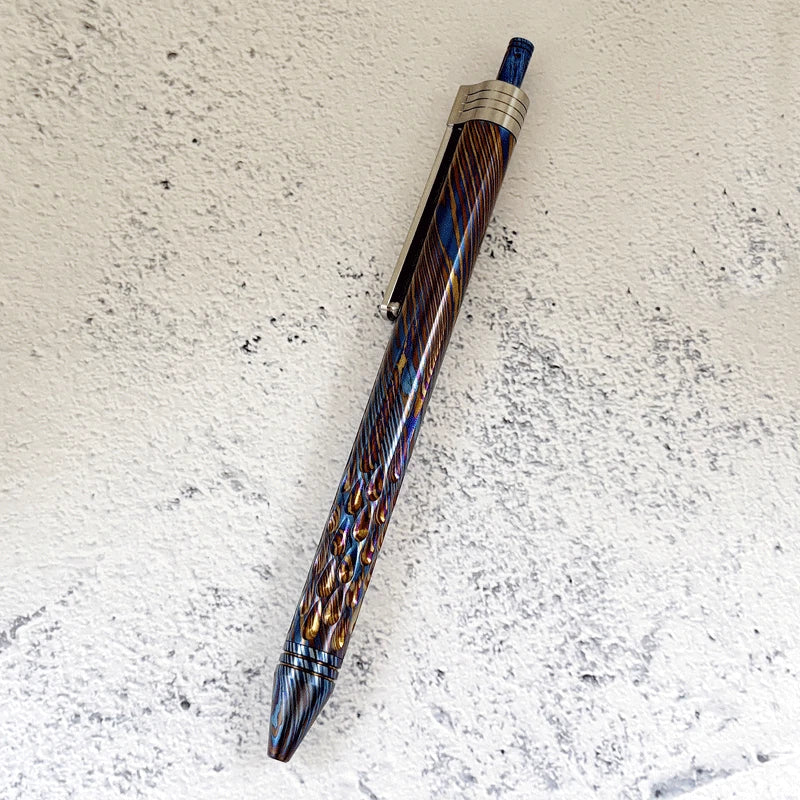 Titanium Damascus BallPoint Pen Signature Writing Pen Business Office Pocket Pen 07FC0E-D4 - KOEEK