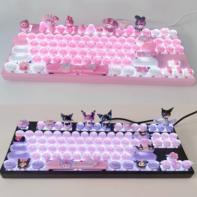 Kuromi My Melody Cinnamoroll Mechanical Keyboard 83 /104 Keys Keypad Cyan Axis 07FC0E-D4 - KOEEK