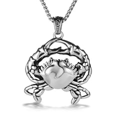1 PC Men's Stainless Steel Amulet luck Crab Necklace Pendant w/ Chain 23.6" 07FC0E-D4 - KOEEK