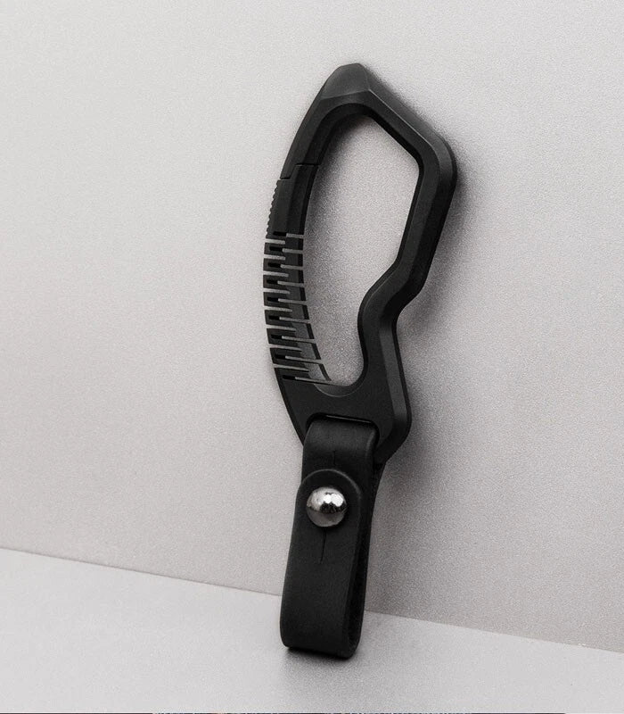 EDC Titanium Alloy + Leather Keychain Carabiner Waist Hanging Pendant Crowbar 07FC0E-D4 - KOEEK