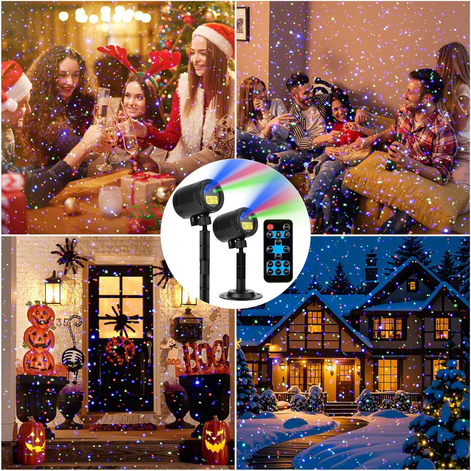 Laser Christmas Projector Lights Outdoor, Red Green Blue 3 Color Firefly Ligh... 07FC0E-D4 - KOEEK