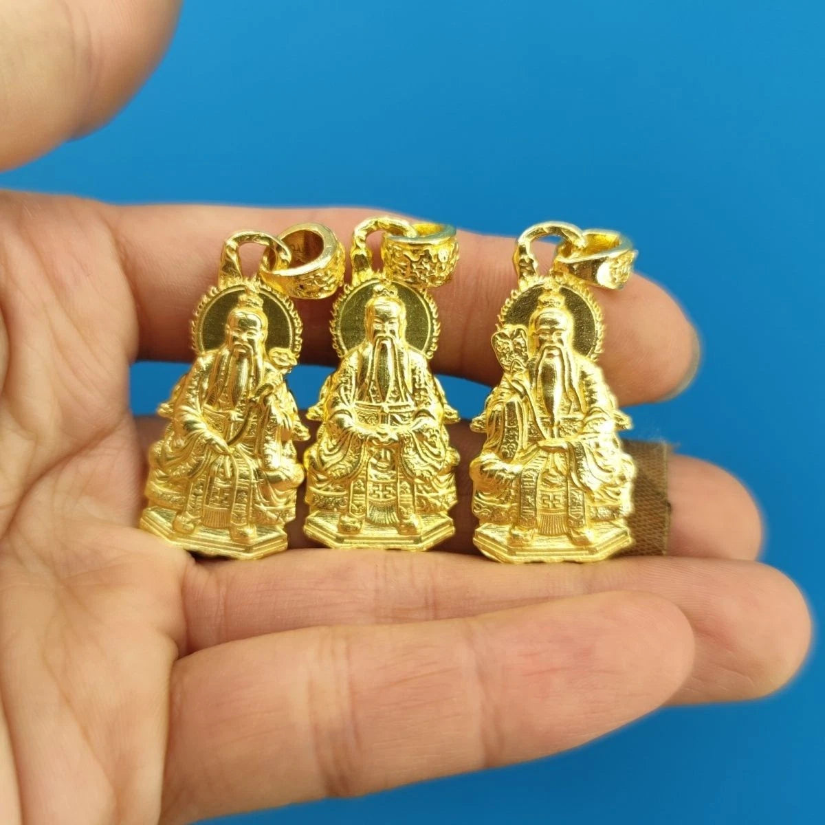 Brass Taoist Three Pure Ones Pendant Set Taishang Laojun Car Hang Amulet 07FC0E-D4 - KOEEK