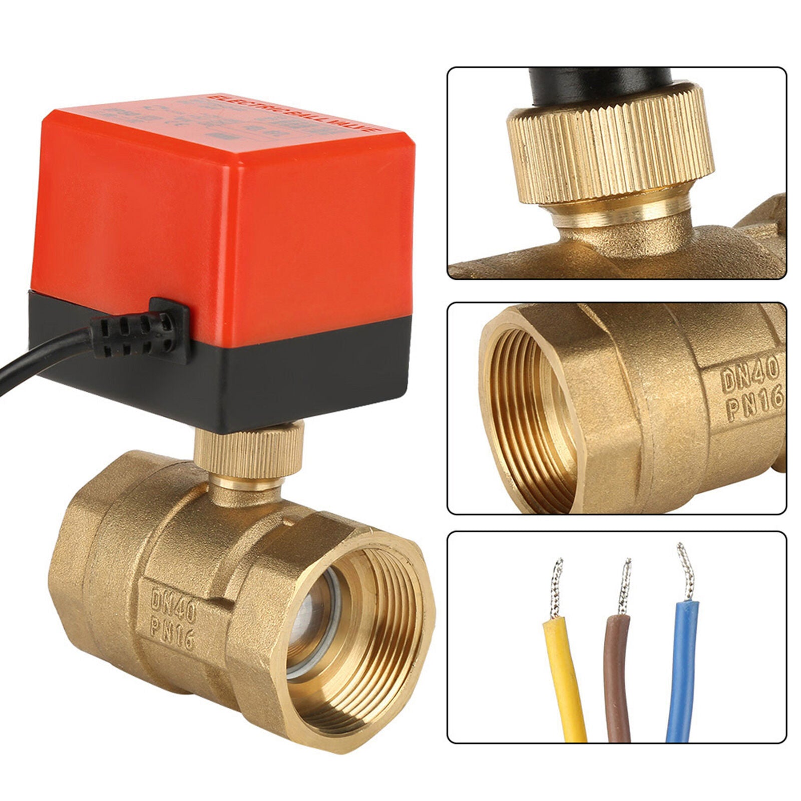 new DC 24V 2 Way 3 Wires Brass Motorized Ball Valve Electrical Valve DN40 G1-1/2 koeek - KOEEK