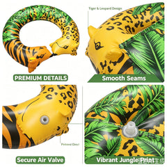 Jungle Print Inflatable Swim Tube 43x35 Heavy Duty Pool Float for Adults & Teens 07FC0E-D4 - KOEEK