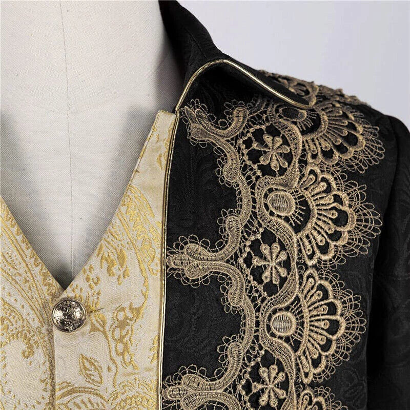 Medieval Mens Vintage Jacquard Jacke Gothic Coat Uniform Cosplay Costume Tuxedo 07FC0E-D4 - KOEEK
