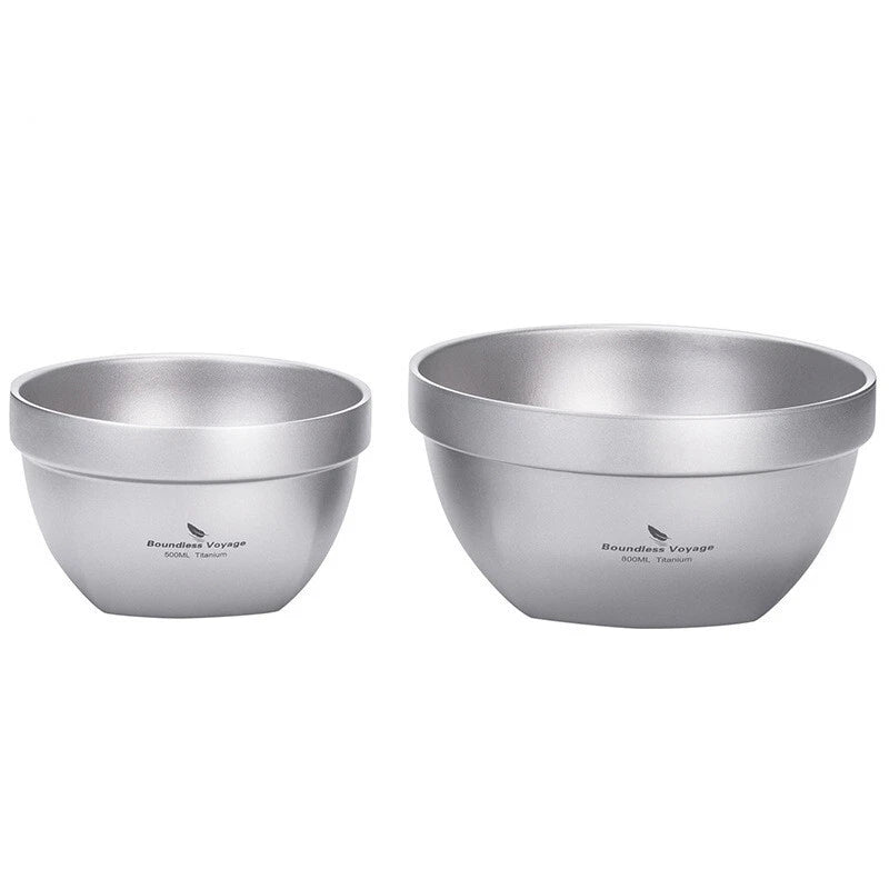 Titanium Bowl 500ml/800ml Double Wall Food Rice Soup Ultralight Metal Bowl Hot 07FC0E-D4 - KOEEK