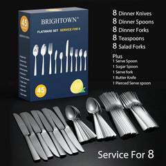 45-piece silverware set (serves 8), rust-resistant, dishwasher safe 07FC0E-D4 - KOEEK