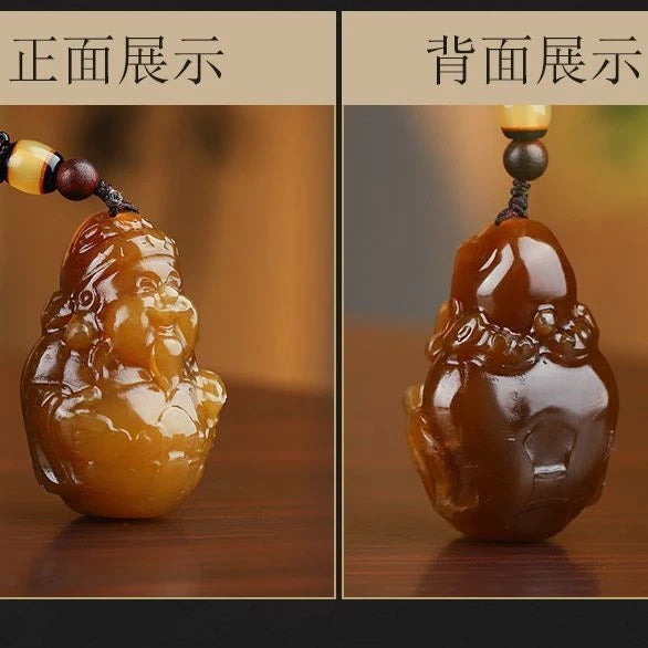 Natural Yellow Jade Pendant Tibetan Deity Amulet Necklace Gemstone Jewelry 07FC0E-D4 - KOEEK