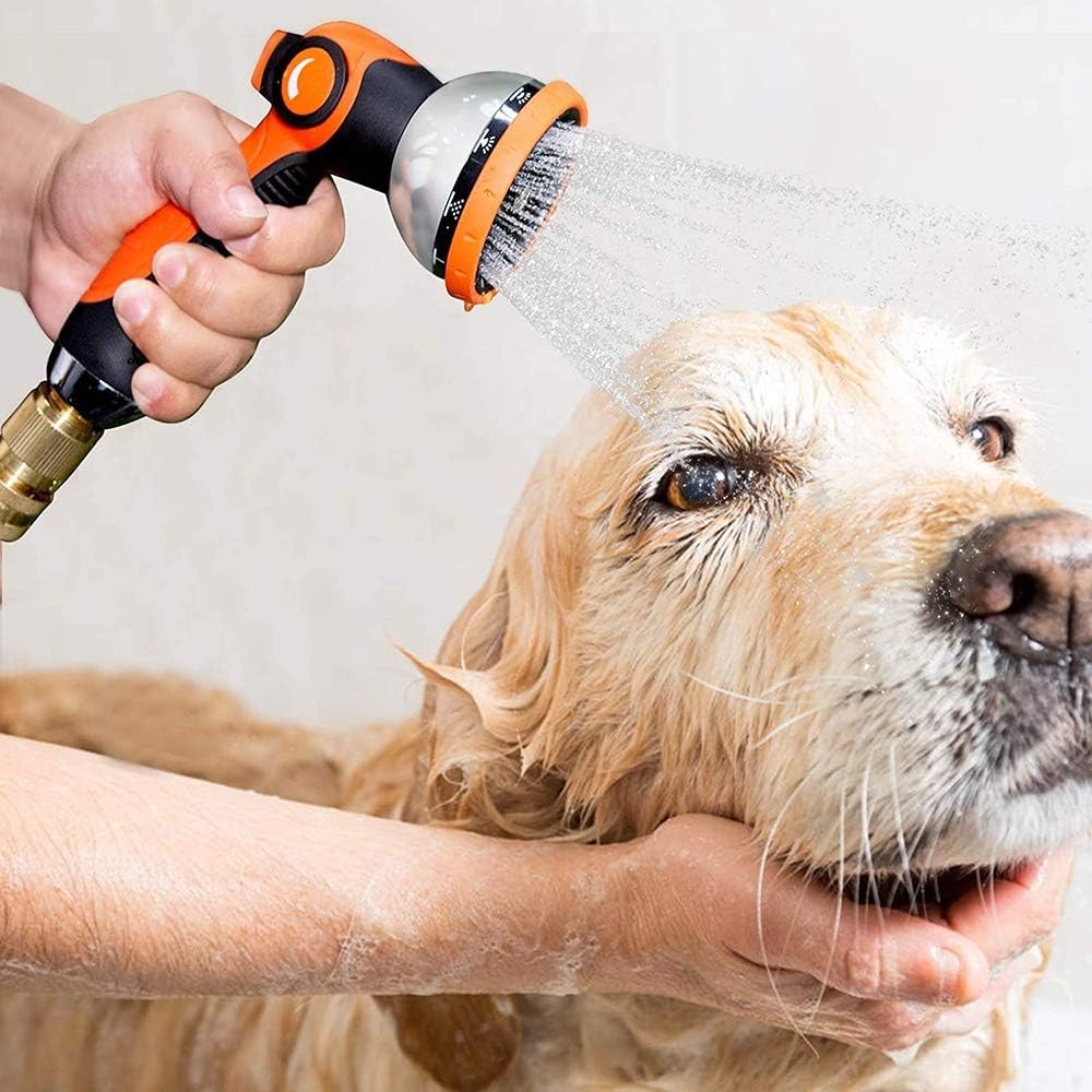 new Garden Hose Spray Nozzle,10 Metal Duty Watering Patterns Thumb Orange 07FC0E-D4 - KOEEK