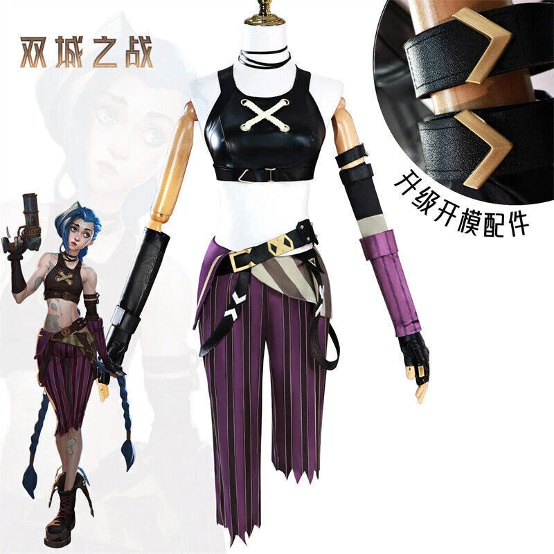 League of Legends Battle of the Twin Cities Jinx Cosplay Costume Uniform Suit 07FC0E-D4 - KOEEK