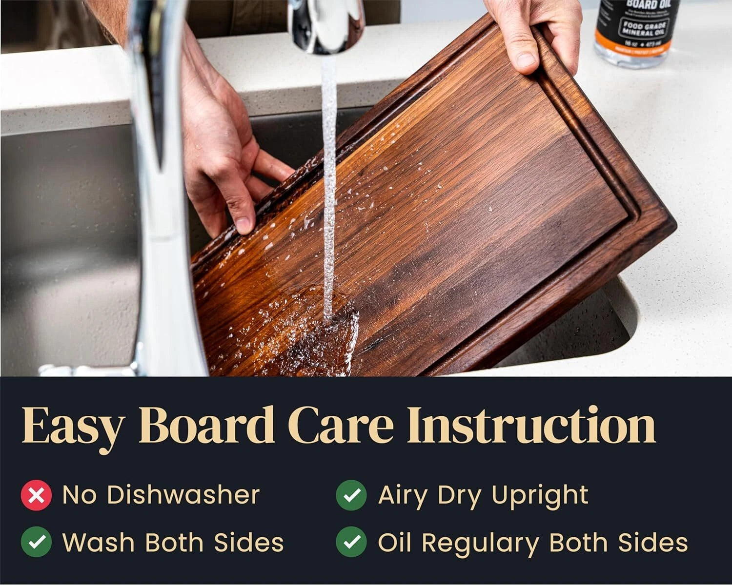Walnut Wood Cutting Board for Kitchen, Reversible Wooden Chopping Board 07FC0E-D4 - KOEEK