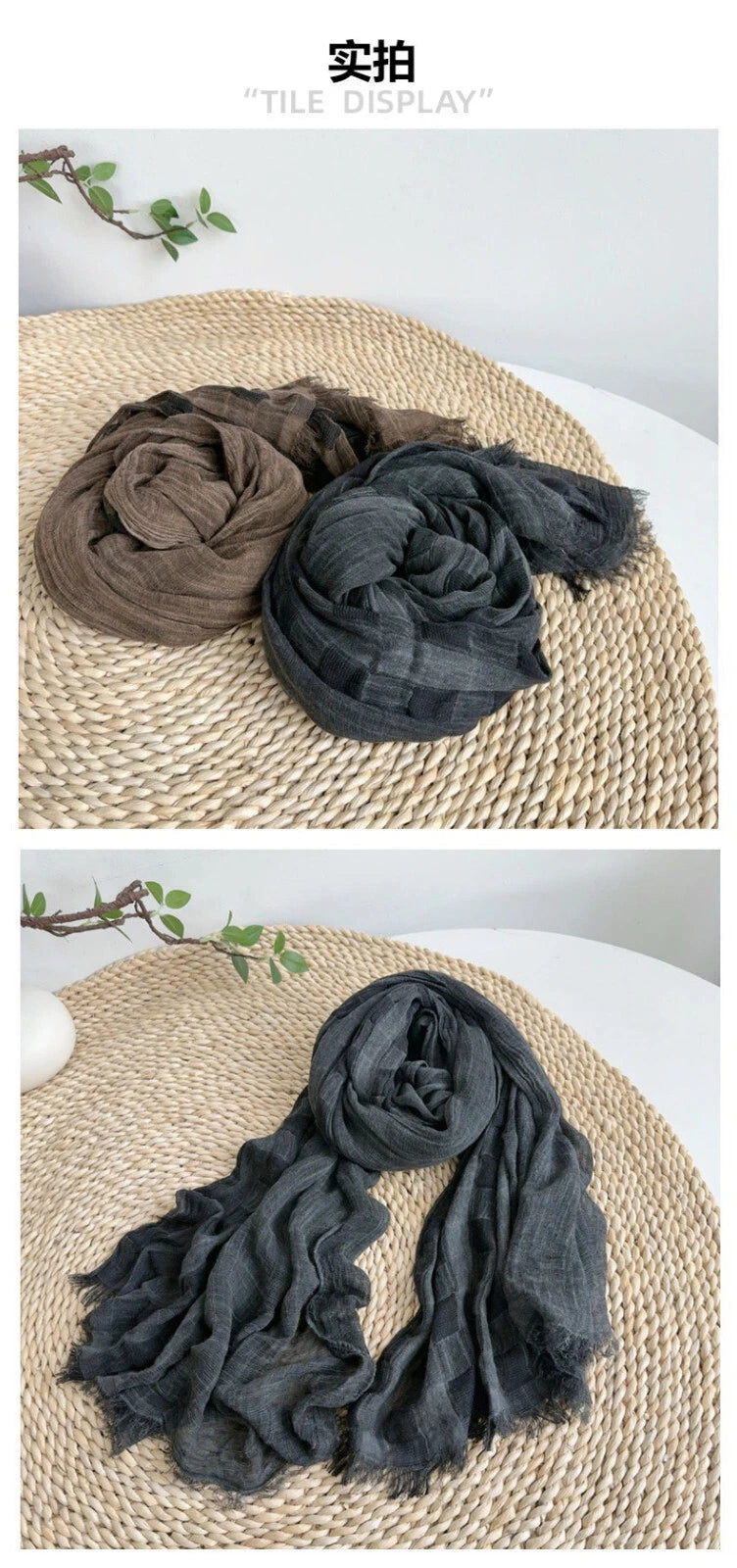 Mens Viscose Blend Soft Scarf Casual Preppy Geometric Shawl Unisex Neckerchief 07FC0E-D4 - KOEEK