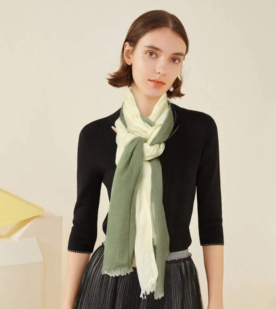 Casual Linen Scarf Lightweight Natural Head Wrap Cotton Shawl with Color Atta... 07FC0E-D4 - KOEEK
