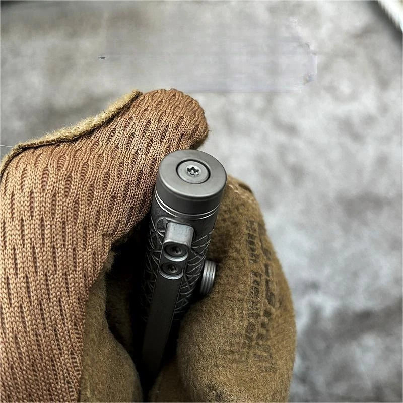EDC Titanium Bolt Action Ballpoint Pen Pocket Writing Pen with Fidget Spinner 07FC0E-D4 - KOEEK
