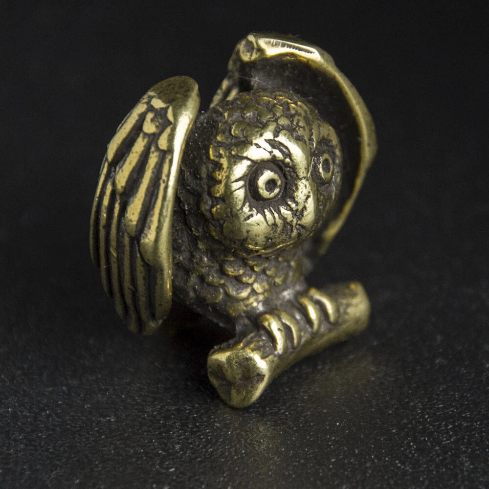 Brass Owl Bead Paracord EDC Knife Lanyard Beads Keychain Charms DIY Pendant Bead 07FC0E-D4 - KOEEK