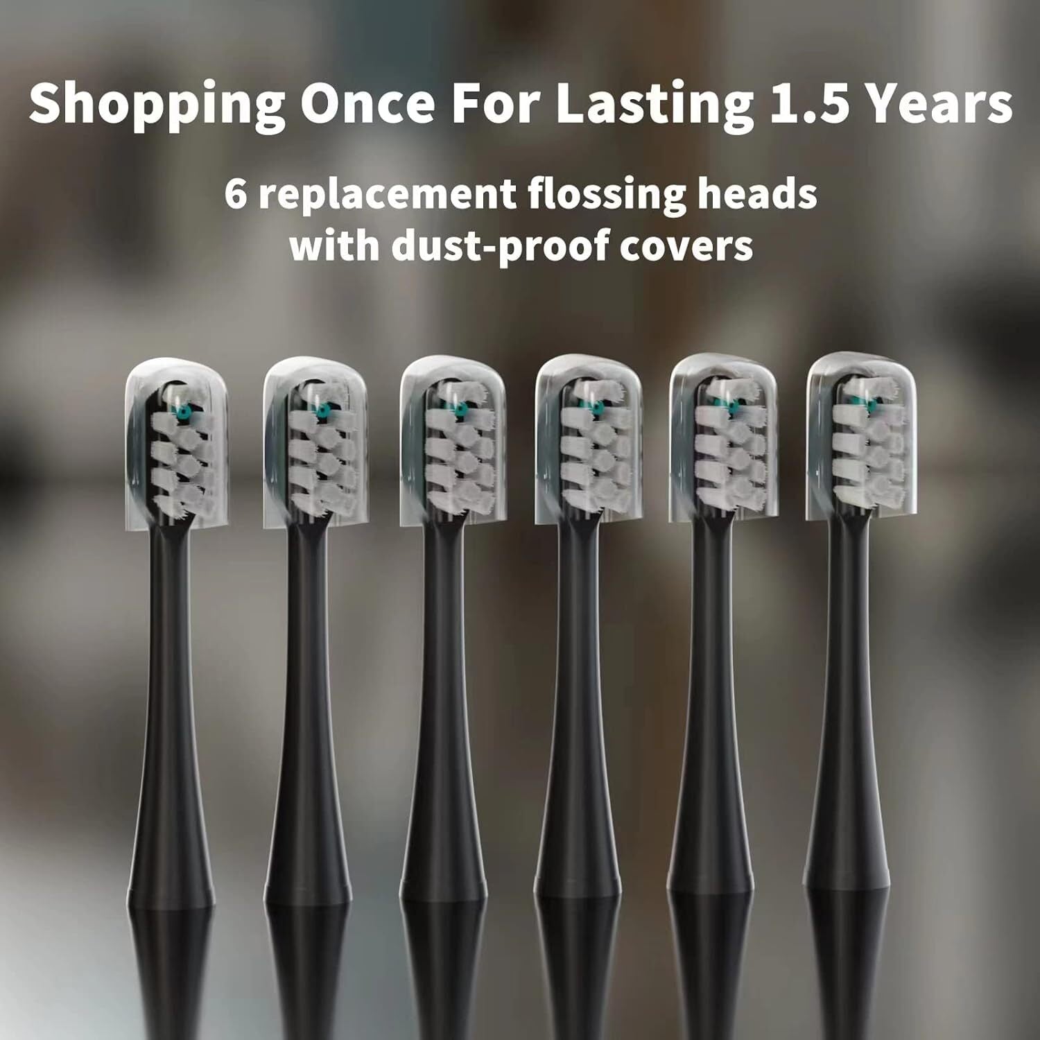 new Replacement Flossing Toothbrush Heads with Covers 1 Count (Pack of 6), Black 07FC0E-D4 - KOEEK