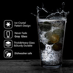 new Unbreakable Plastic Drinking Glasses, Set of 6, Shatterproof 16OZ, Gray 07FC0E-D4 - KOEEK