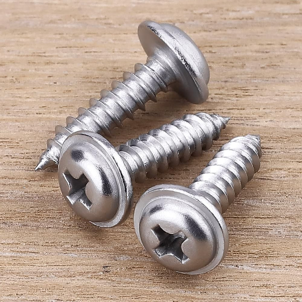 new x Phillips Pan Washer Head Wood Screws Self Tapping, x 07FC0E-D4 - KOEEK