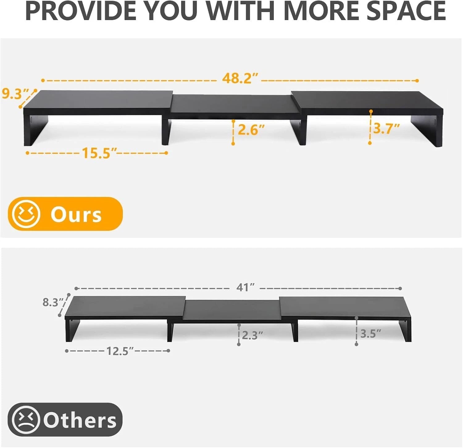 Dual Monitor Stand Riser Office Desktop Organizer Stand 2 Monitors,Adjustable 07FC0E-D4 - KOEEK