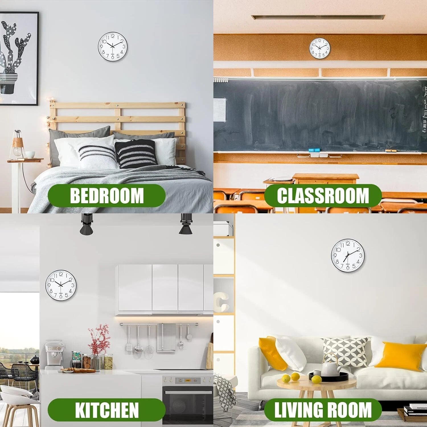 Wall Clock 12 Inch Wall Clocks Non-Ticking Battery Operated with Stereoscopic 07FC0E-D4 - KOEEK