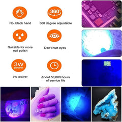 new Mini UV Lamp for Gel Nails, LED Curing with Flexible Black, Black 07FC0E-D4 - KOEEK