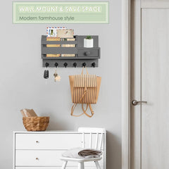 Wall-mounted key rack, wooden mail and key storage rack 07FC0E-D4 - KOEEK
