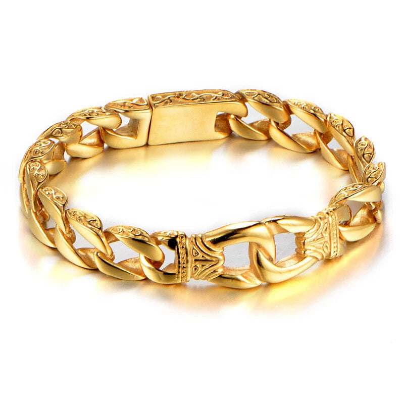 Mens Heavy Sturdy Stainless Steel Motorcycle Biker Chain Bracelet Wristband Gift 07FC0E-D4 - KOEEK