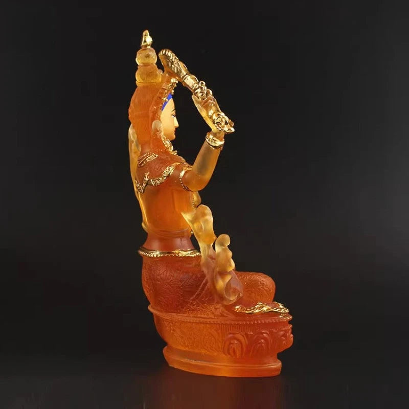 23cm Exquisitely Resin Handpaninted Manjusri Bodhisattva Buddha Statue Ornament 07FC0E-D4 - KOEEK