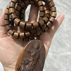 Vietnam Nha Trang Agarwood Guanyin Pendant Necklace Natural Wood Charm 07FC0E-D4 - KOEEK